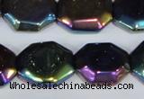 CAA862 15.5 inches 18*20mm octagonal AB-color black agate beads