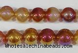 CAA870 15.5 inches 12mm round AB-color red agate beads