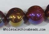 CAA875 15.5 inches 23mm round AB-color red agate beads