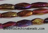 CAA882 15.5 inches 7*18mm faceted cuboid AB-color red agate beads