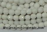 CAA92 15.5 inches 4mm faceted round white agate gemstone beads