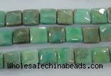 CAA99 15.5 inches 8*8mm faceted square grass agate gemstone beads