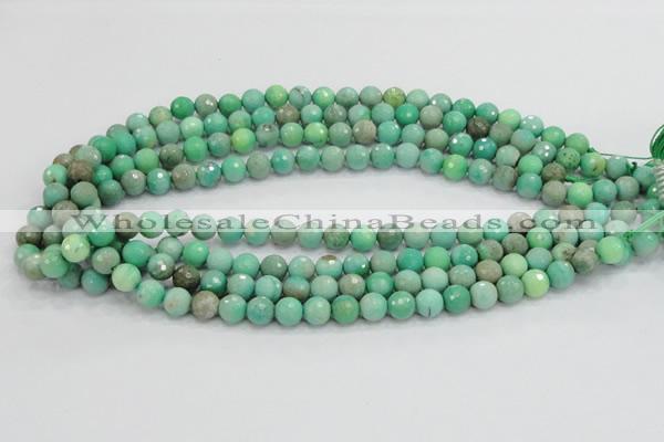 CAB07 15.5 inches 8mm faceted round green grass agate gemstone beads