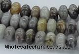 CAB142 15.5 inches 6*10mm rondelle bamboo leaf agate beads