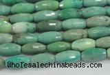 CAB18 15.5 inches 6*12mm faceted rice green grass agate beads