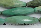 CAB22 15.5 inches 11*40mm faceted rice green grass agate beads