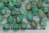 CAB23 15.5 inches 7*10mm faceted teardrop green grass agate beads