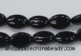 CAB318 15.5 inches 8*12mm oval black agate gemstone beads wholesale