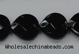 CAB324 15.5 inches 20*20mm faceted heart black agate gemstone beads