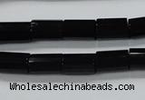 CAB333 15.5 inches 8*12mm faceted column black agate gemstone beads