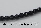 CAB342 15.5 inches 6mm faceted round black agate gemstone beads