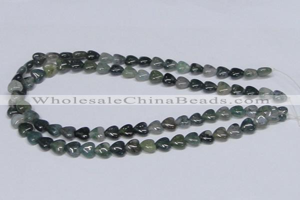 CAB405 15.5 inches 10*10mm heart moss agate gemstone beads wholesale