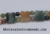 CAB469 15.5 inches flower & round double-drilled indian agate beads