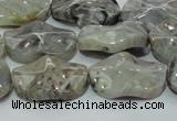 CAB574 15.5 inches 18*25mm wavy oval silver needle agate gemstone beads