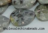 CAB575 15.5 inches 23*30mm wavy oval silver needle agate gemstone beads