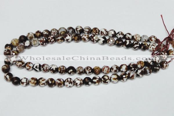 CAB616 15.5 inches 10mm faceted round leopard skin agate beads wholesale