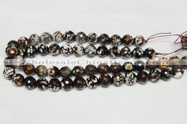 CAB618 15.5 inches 14mm faceted round leopard skin agate beads wholesale