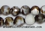 CAB620 15.5 inches 12mm faceted round leopard skin agate beads wholesale