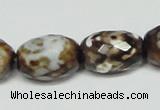 CAB625 15.5 inches 14*20mm faceted egg-shaped leopard skin agate beads