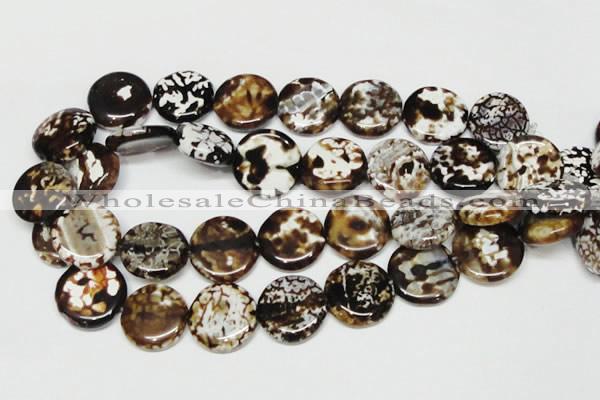 CAB629 15.5 inches 22mm flat round leopard skin agate beads wholesale