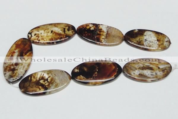 CAB632 15.5 inches 25*50mm oval leopard skin agate beads wholesale