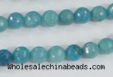 CAB653 15.5 inches 8mm faceted round fire crackle agate beads