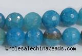 CAB655 15.5 inches 12mm faceted round fire crackle agate beads