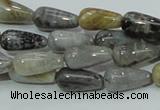 CAB72 15.5 inches 8*16mm teardrop silver needle agate gemstone beads