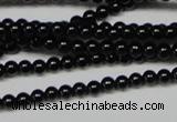 CAB720 15.5 inches 3mm round black agate gemstone beads wholesale