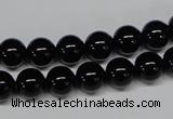 CAB724 15.5 inches 8mm round black agate gemstone beads wholesale