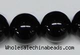 CAB730 15.5 inches 20mm round black agate gemstone beads wholesale