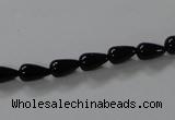 CAB732 15.5 inches 5*8mm teardrop black agate gemstone beads