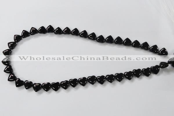 CAB755 15.5 inches 10*10mm top-drilled heart black agate beads