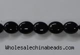 CAB756 15.5 inches 8*10mm oval black agate gemstone beads wholesale