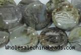 CAB76 15.5 inches 20mm flat round silver needle agate gemstone beads