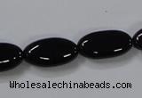 CAB760 15.5 inches 10*20mm oval black agate gemstone beads wholesale