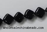 CAB765 15.5 inches 10*10mm diamond black agate gemstone beads