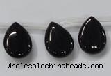 CAB772 15.5 inches 15*20mm top-drilled flat teardrop black agate beads