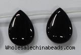 CAB773 15.5 inches 18*25mm top-drilled flat teardrop black agate beads