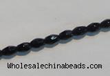 CAB789 15.5 inches 4*6mm faceted rice black agate gemstone beads