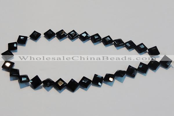 CAB803 15.5 inches 10*10mm faceted diamond black gemstone agate beads