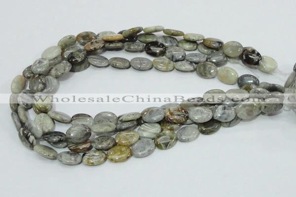 CAB81 15.5 inches 12*16mm oval silver needle agate gemstone beads