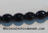 CAB817 15.5 inches 10*12mm faceted rice black agate gemstone beads