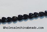 CAB824 15.5 inches 6*6mm faceted heart black agate gemstone beads