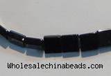 CAB825 15.5 inches 8*8mm square black agate gemstone beads wholesale