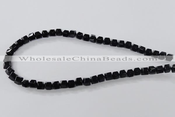 CAB841 15.5 inches 8*8mm faceted cube black agate gemstone beads wholesale