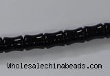 CAB842 15.5 inches 8*10mm bamboo shape black agate gemstone beads