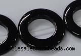 CAB857 15.5 inches 30mm donut black agate gemstone beads wholesale