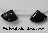 CAB871 14*20mm top-drilled triangle black agate gemstone beads wholesale