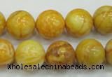 CAB936 15.5 inches 14mm round yellow crazy lace agate beads wholesale